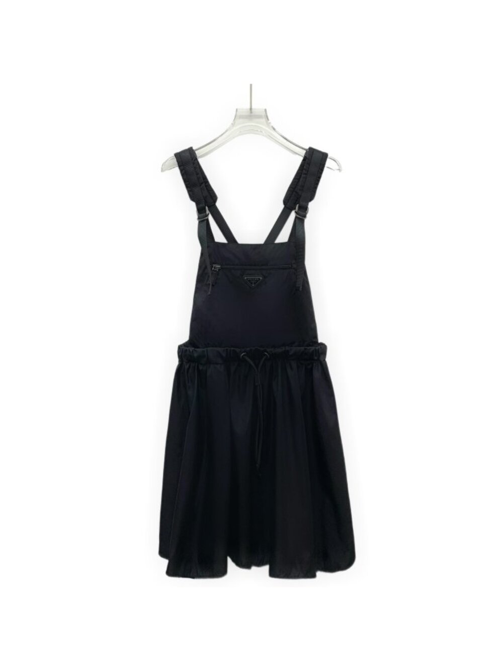 Prada Black Triangle Logo Drawstring Suspender Dress